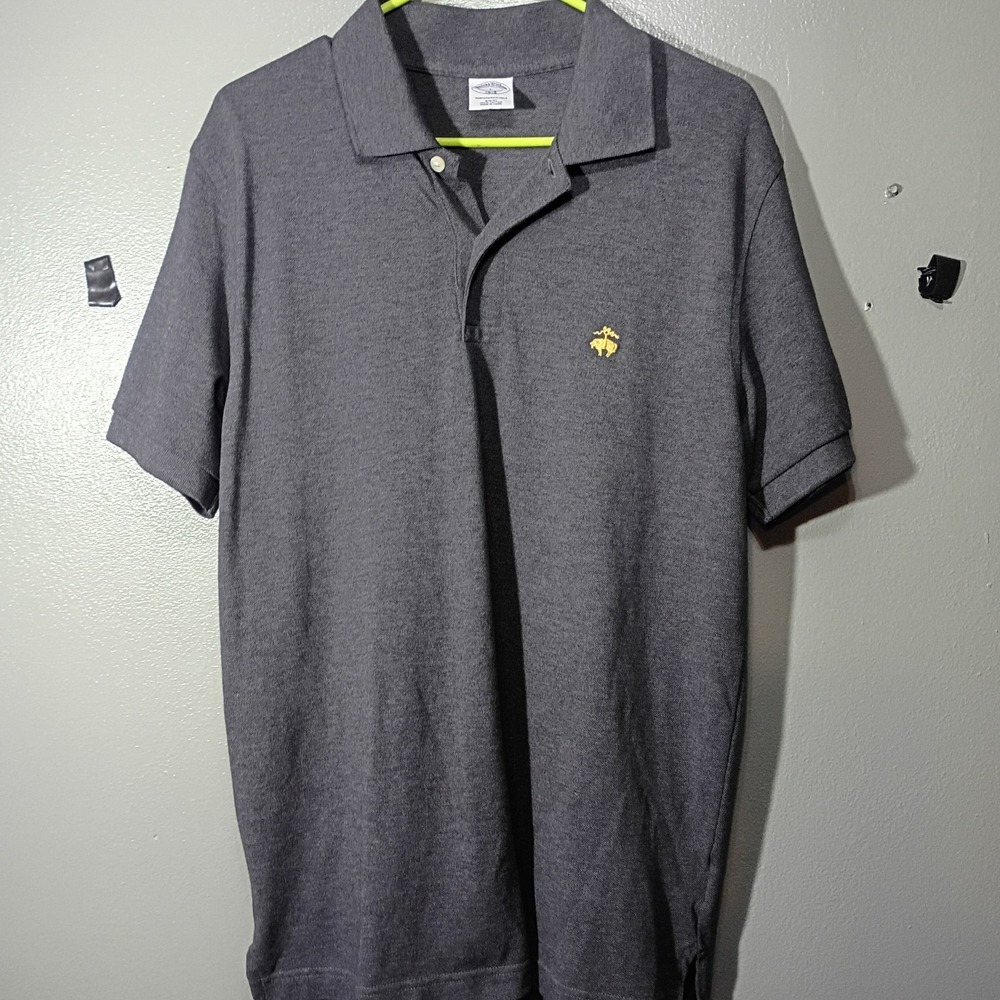 brooks brothers polo grey short sleeve shirt Large